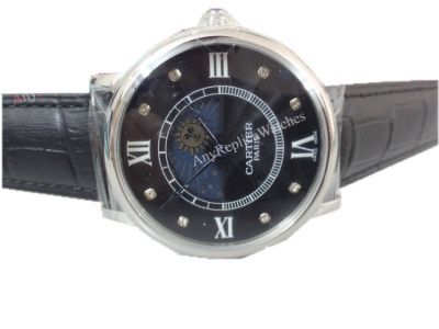 Ronde Solo De Cartier 42mm RG Moonphase Black Dial on Black Leather Strap
